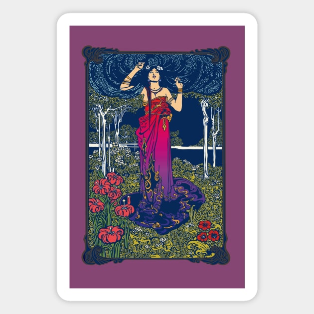 Art Nouveau Lady (red/purple) Magnet by Soth Studio